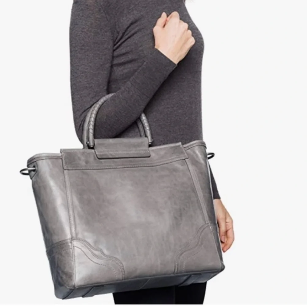 Frye Riviana Large Gray Leather Tote Bag *‎